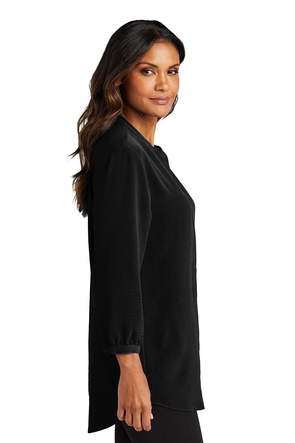 Port Authority Womens Textured Crepe 3/4 Sleeve Tunic - Deep Black  Premium quality Clothing Port-Authority