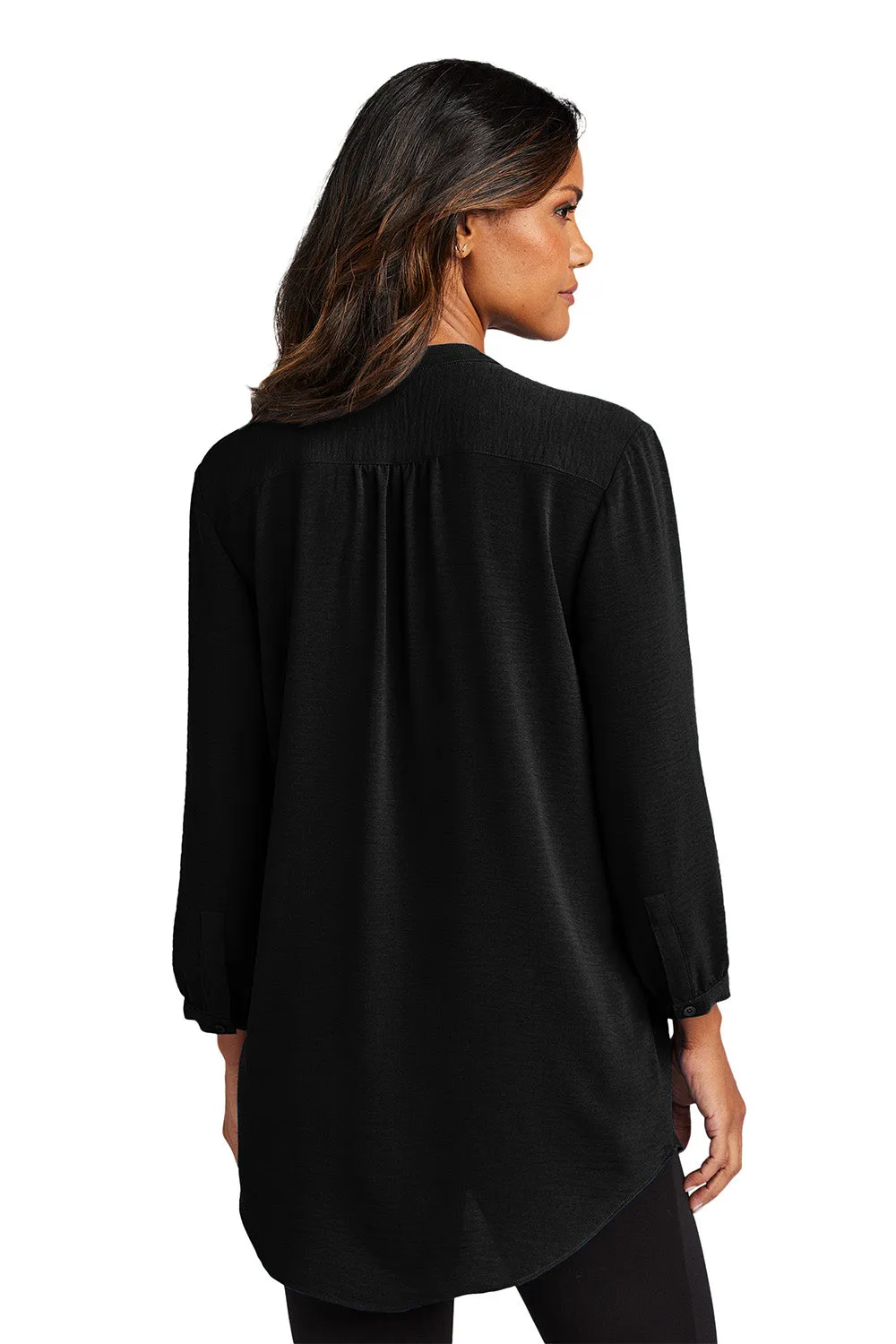 Port Authority Womens Textured Crepe 3/4 Sleeve Tunic - Deep Black  Premium quality Clothing Port-Authority