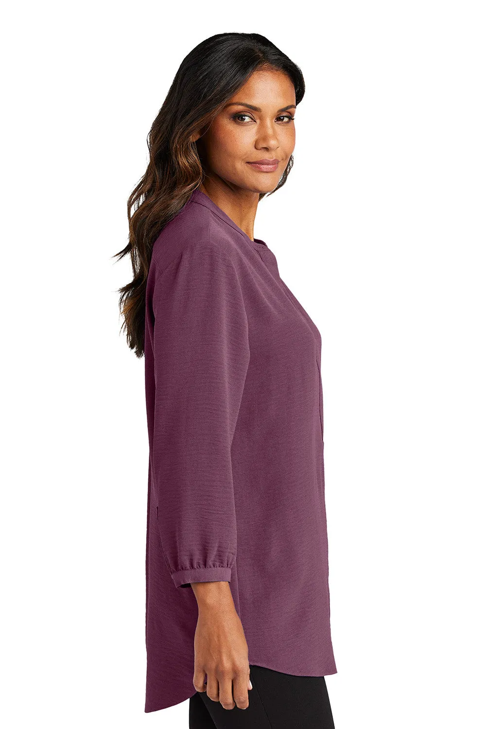 Port Authority Womens Textured Crepe 3/4 Sleeve Tunic - Purple Mist  Premium quality Clothing Port-Authority