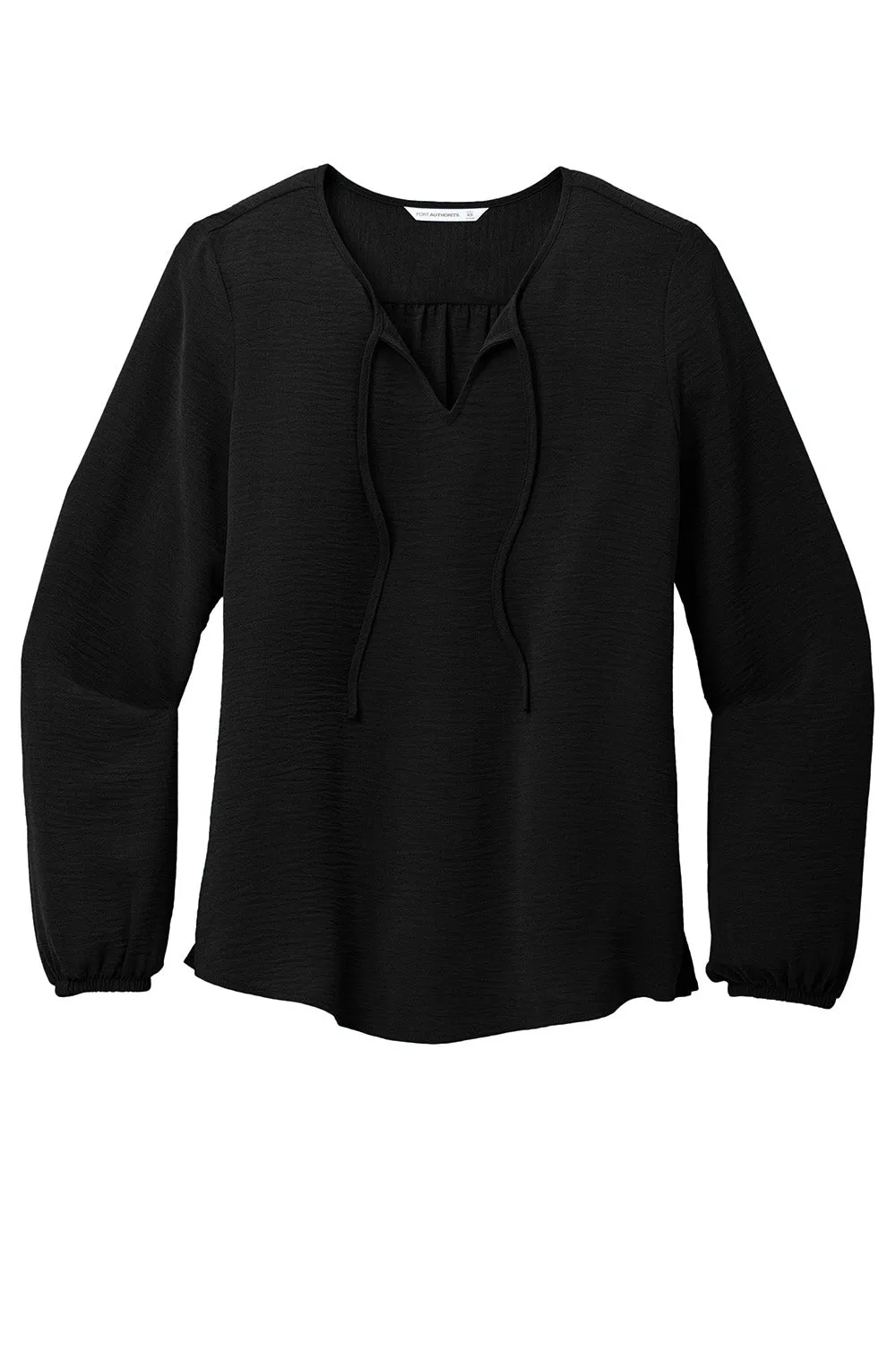 Port Authority Womens Textured Crepe Long Sleeve Blouse - Deep Black  Premium quality Clothing Port-Authority