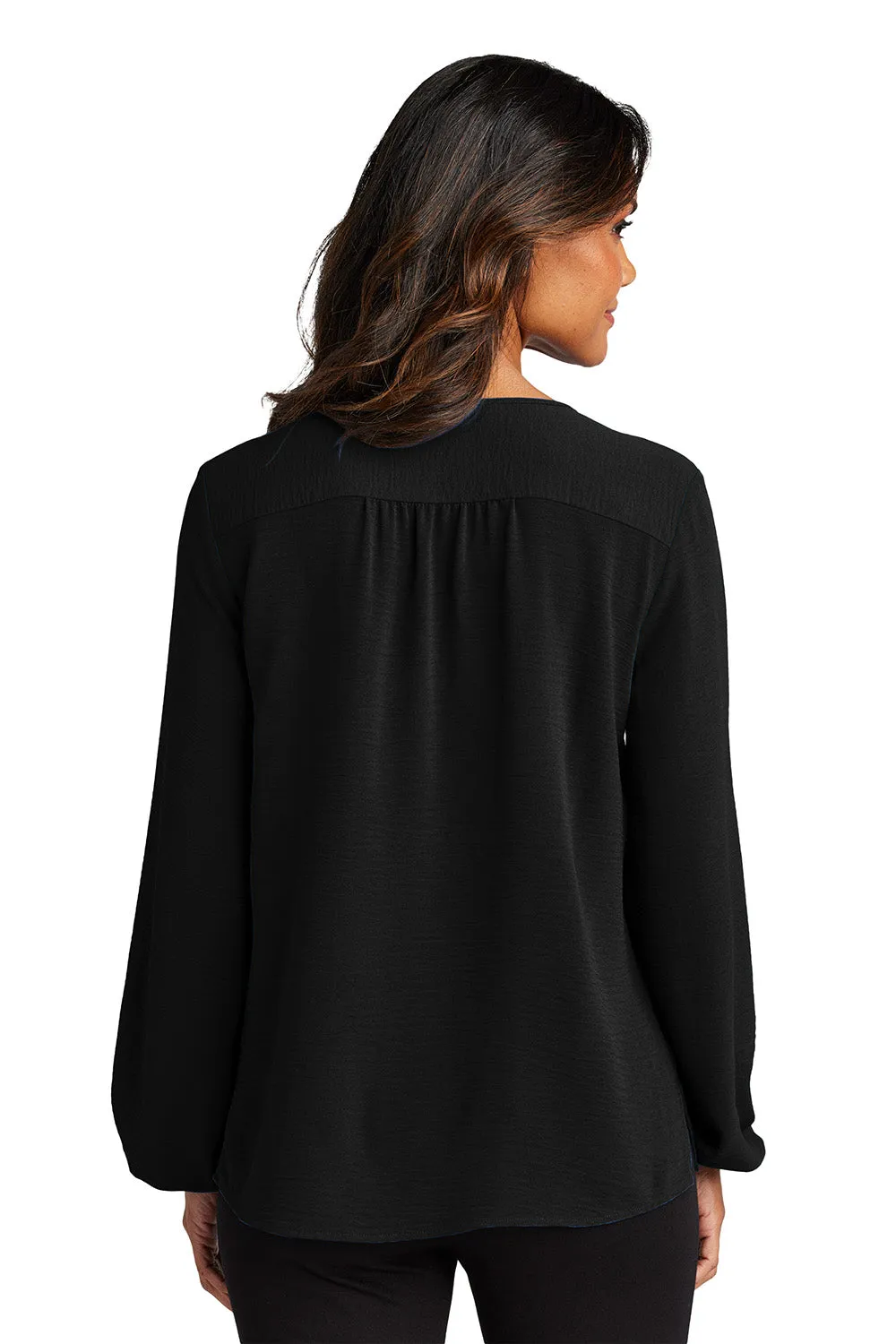 Port Authority Womens Textured Crepe Long Sleeve Blouse - Deep Black  Premium quality Clothing Port-Authority