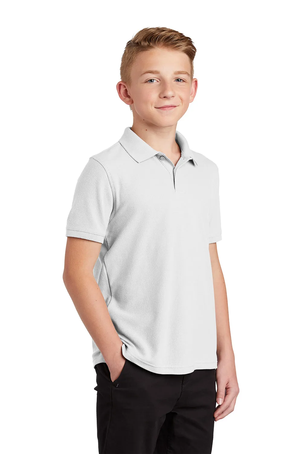 Port Authority Youth Core Classic Short Sleeve Polo Shirt - White  Premium quality Clothing Port-Authority
