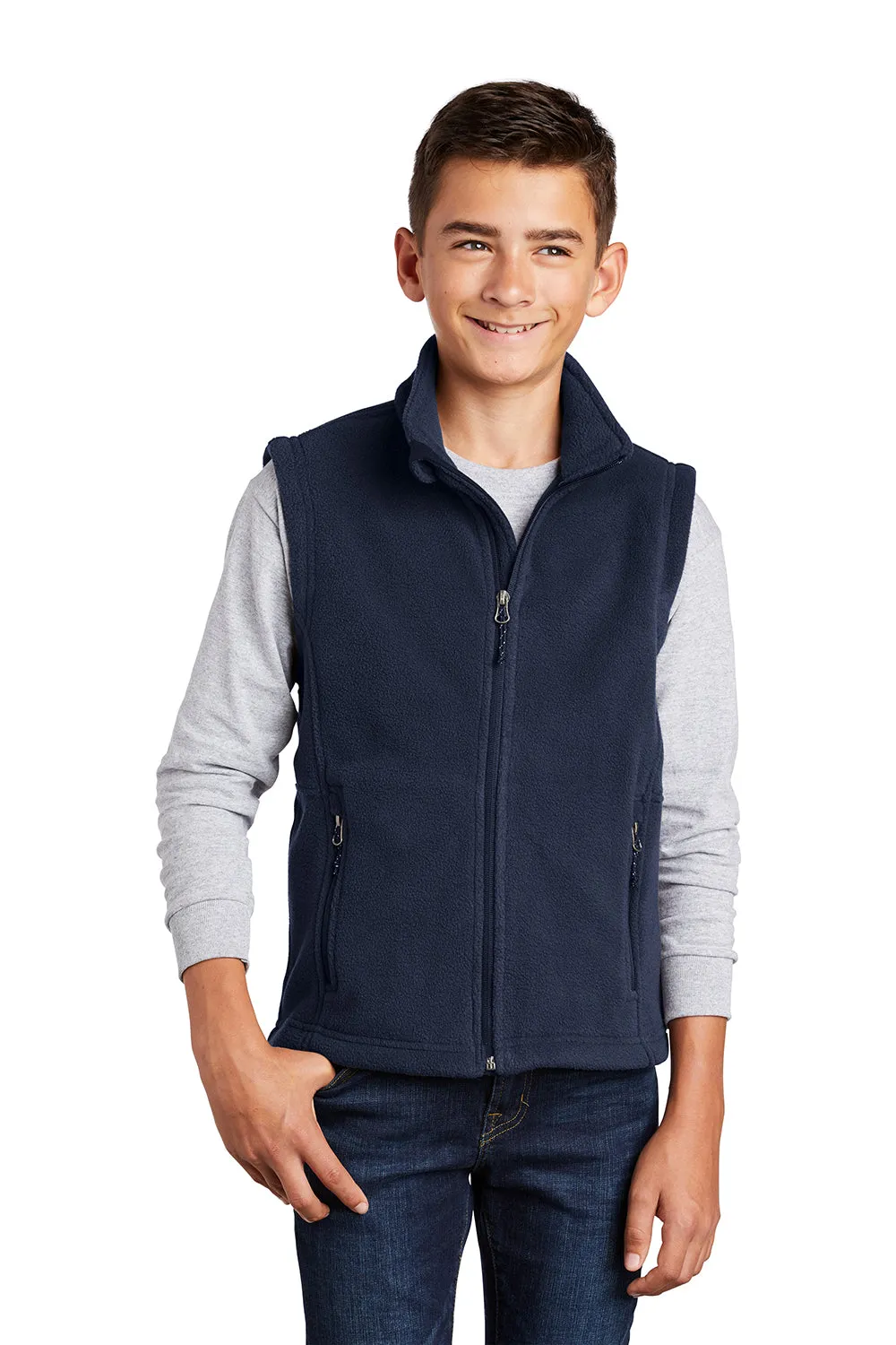 Port Authority Youth Full Zip Fleece Vest - True Navy Blue - Closeout  Premium quality Clothing Port-Authority