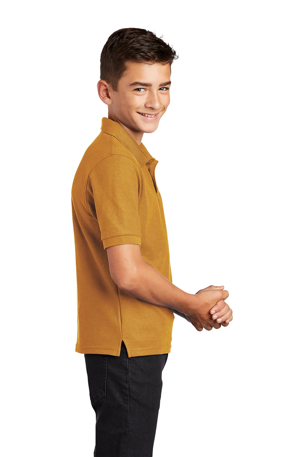 Port Authority Youth Silk Touch Wrinkle Resistant Short Sleeve Polo Shirt - Gold  Premium quality Clothing Port-Authority