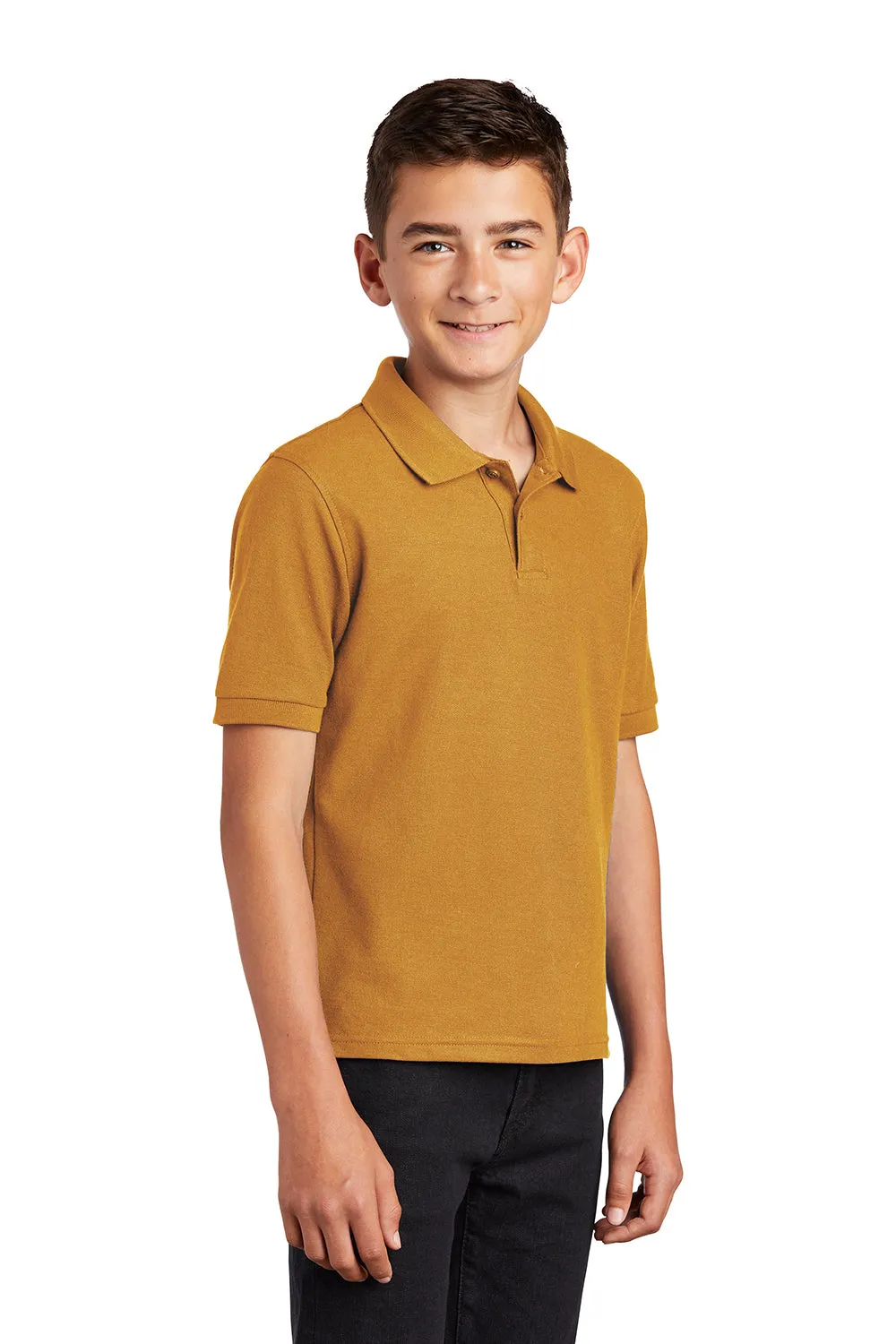 Port Authority Youth Silk Touch Wrinkle Resistant Short Sleeve Polo Shirt - Gold  Premium quality Clothing Port-Authority