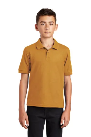 Port Authority Youth Silk Touch Wrinkle Resistant Short Sleeve Polo Shirt - Gold  Premium quality Clothing Port-Authority