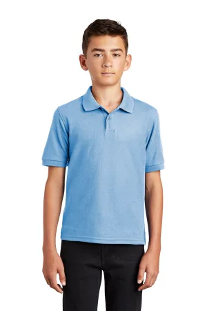 Port Authority Youth Silk Touch Wrinkle Resistant Short Sleeve Polo Shirt - Light Blue  Premium quality Clothing Port-Authority
