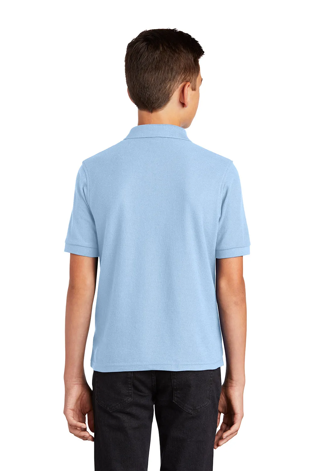 Port Authority Youth Silk Touch Wrinkle Resistant Short Sleeve Polo Shirt - Light Blue  Premium quality Clothing Port-Authority