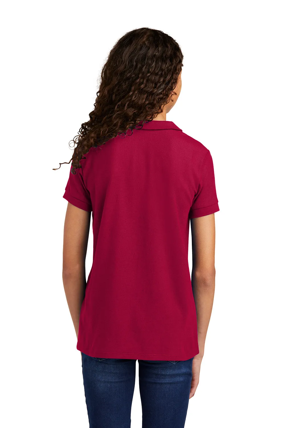Port Authority Youth Silk Touch Wrinkle Resistant Short Sleeve Polo Shirt - Red  Premium quality Clothing Port-Authority