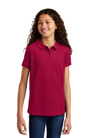 Port Authority Youth Silk Touch Wrinkle Resistant Short Sleeve Polo Shirt - Red  Premium quality Clothing Port-Authority