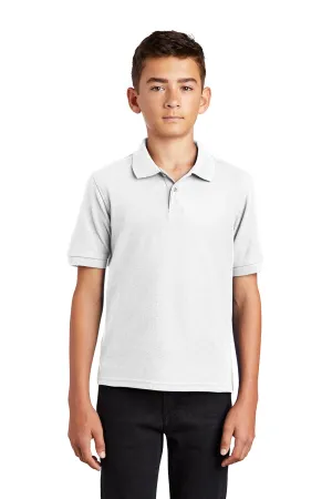 Port Authority Youth Silk Touch Wrinkle Resistant Short Sleeve Polo Shirt - White  Premium quality Clothing Port-Authority