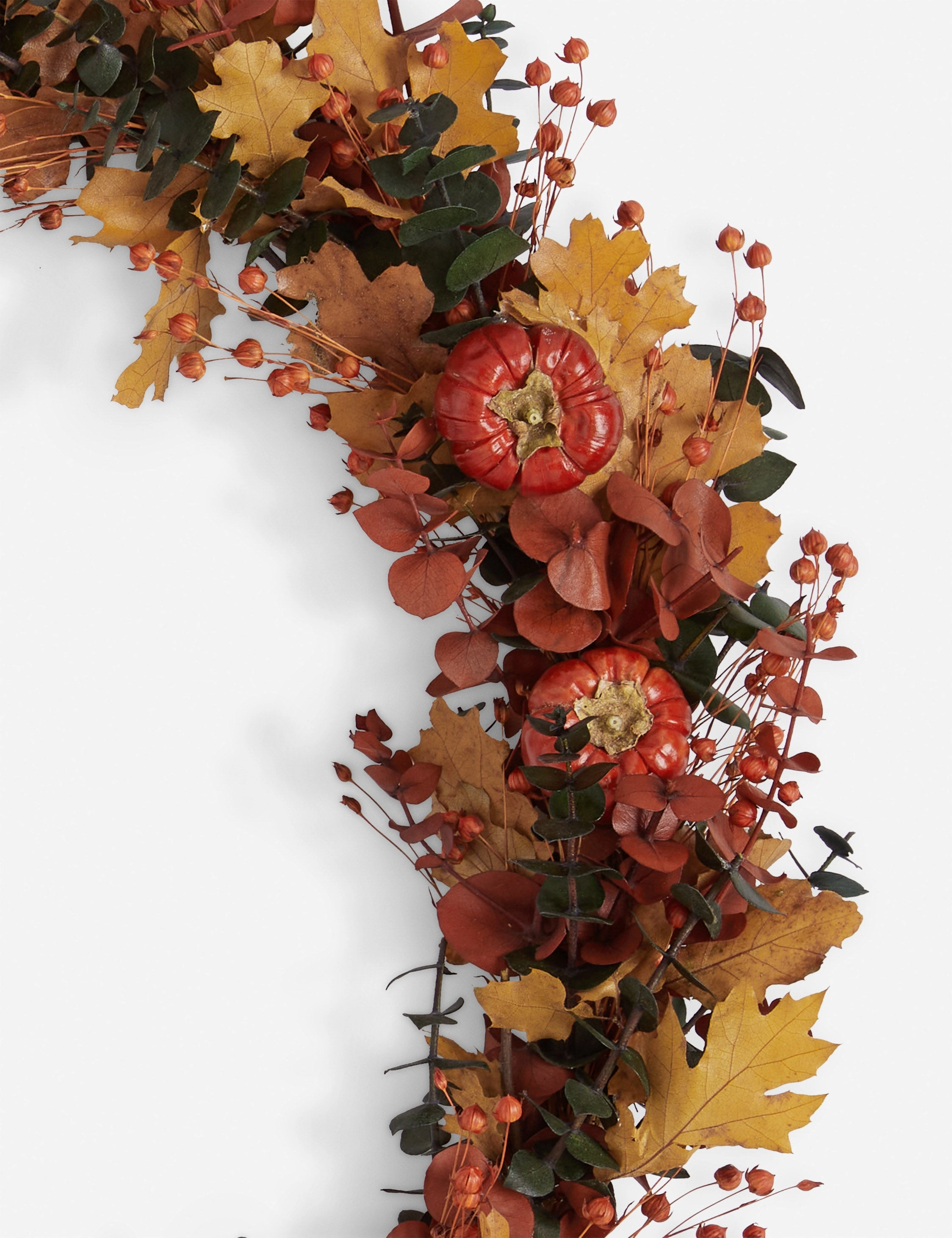 Pumpkin, Maple, and Eucalyptus Preserved Wreath