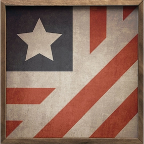 Quilt American Flag Wood Framed Print 