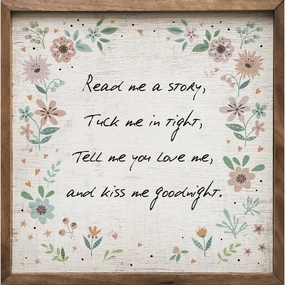 Read Me A Story Floral Border Whitewash Wood Framed Print 