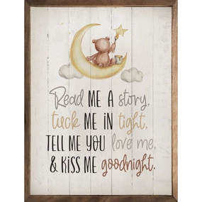 Read Me A Story Moon Whitewash Wood Framed Print 