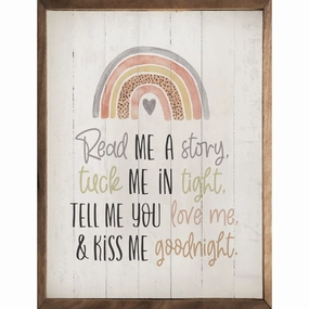 Read Me A Story Rainbow Whitewash Wood Framed Print 