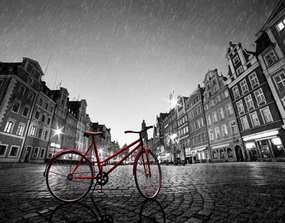 Red Bikeon Cobble Stone Street 