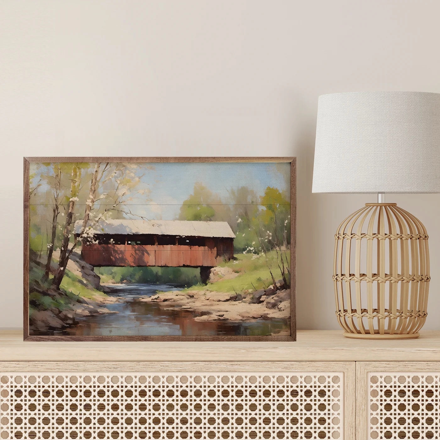 Red Bridge Wood Framed Print