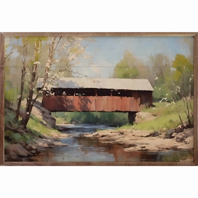 Red Bridge Wood Framed Print 
