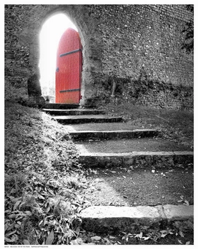 Red Door Top of the Stairs 