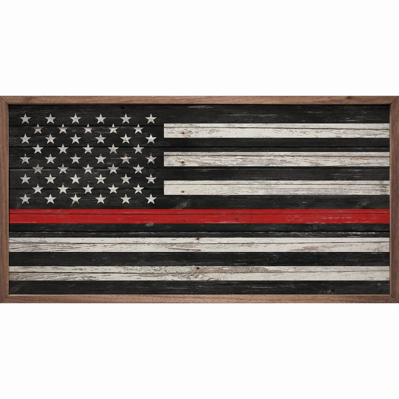 Red Line Flag Wood Framed Print 