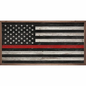 Red Line Flag Wood Framed Print 
