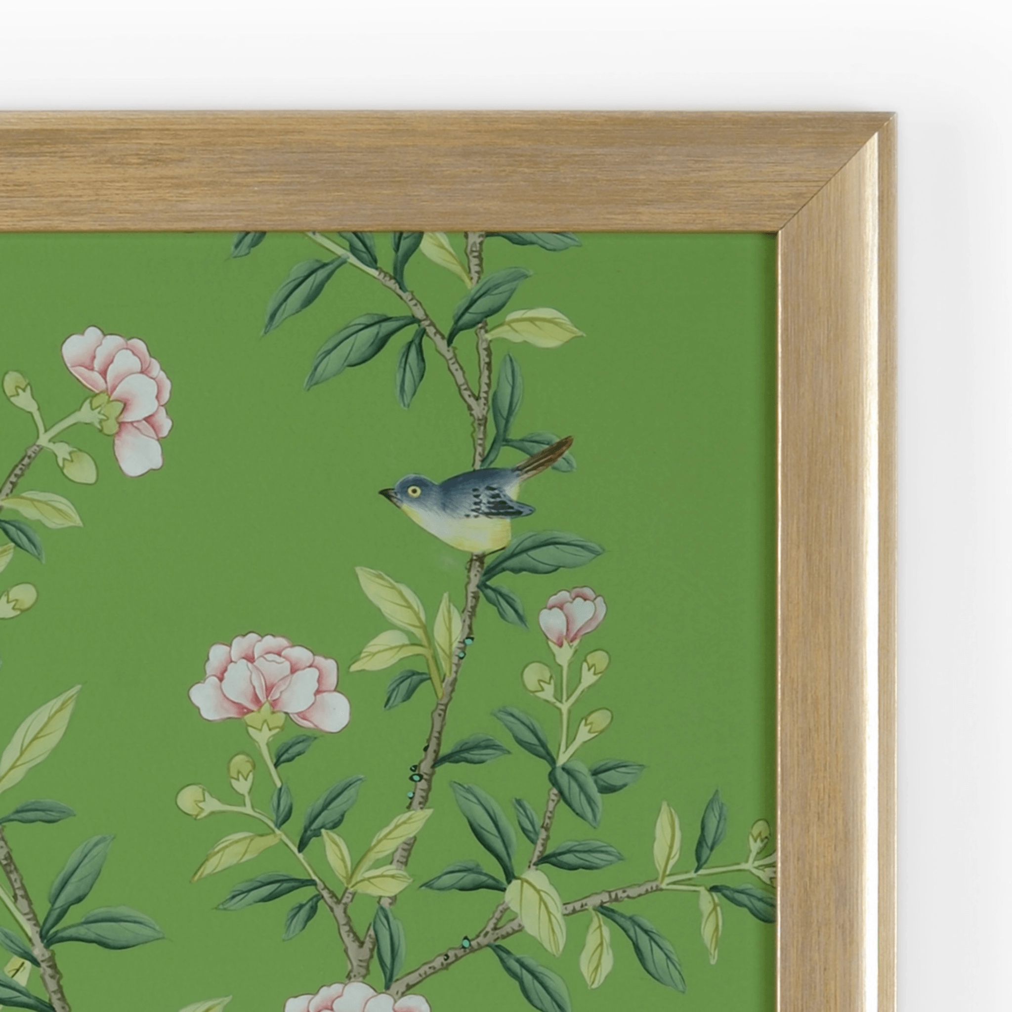 Regent Park In Green 1 Chinoiserie Silk Panel Framed Wall Art