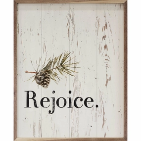 Rejoice Pinecone Wood Framed Print 