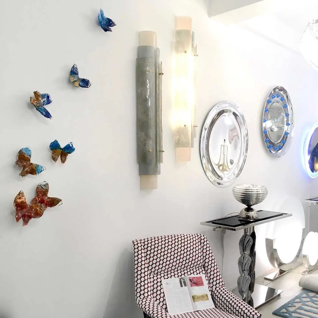 Release - Flight of Blue red Butterflies Contemporary Blown Glass Modern Art Sculpture