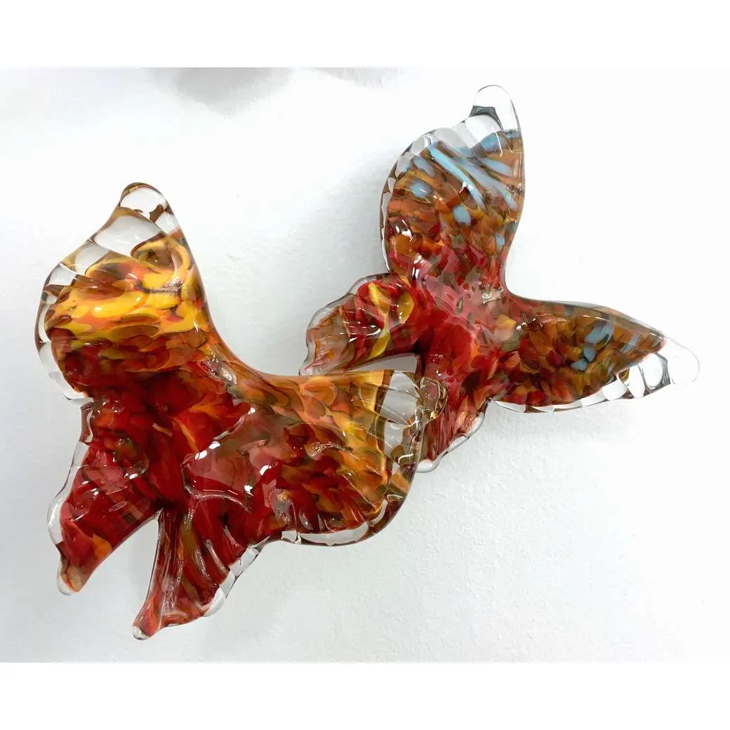 Release - Flight of Blue red Butterflies Contemporary Blown Glass Modern Art Sculpture