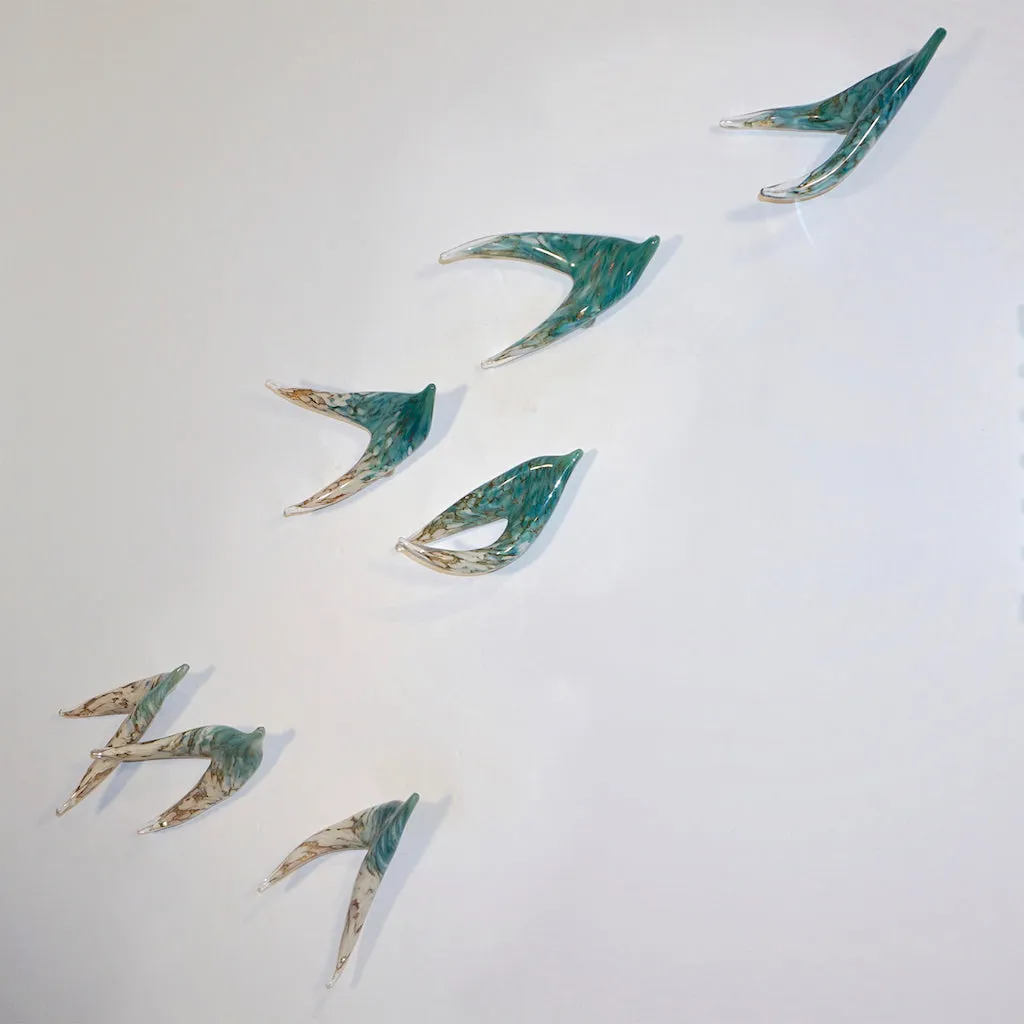 Release - Flight of Blue red Butterflies Contemporary Blown Glass Modern Art Sculpture