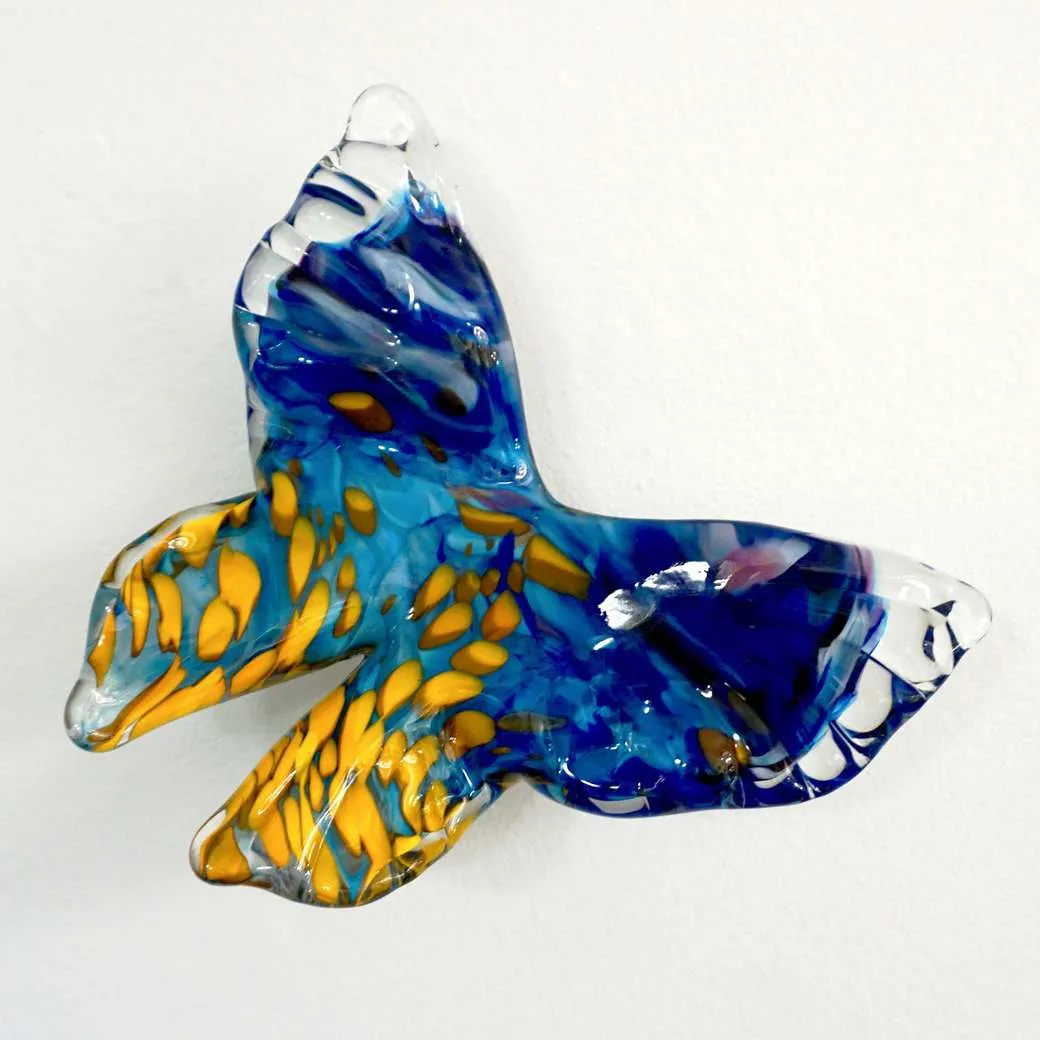 Release - Flight of Blue red Butterflies Contemporary Blown Glass Modern Art Sculpture