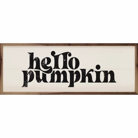 Retro Hello Pumpkin Wood Framed Print 