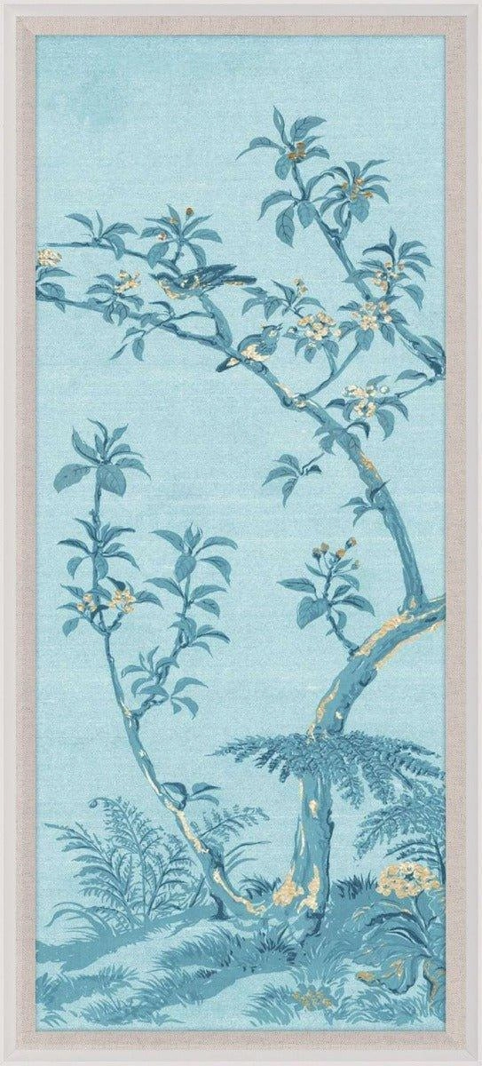 Rococo Chinoiserie Birds and Flowers Gold & Blue Panel 4 Wall Art 