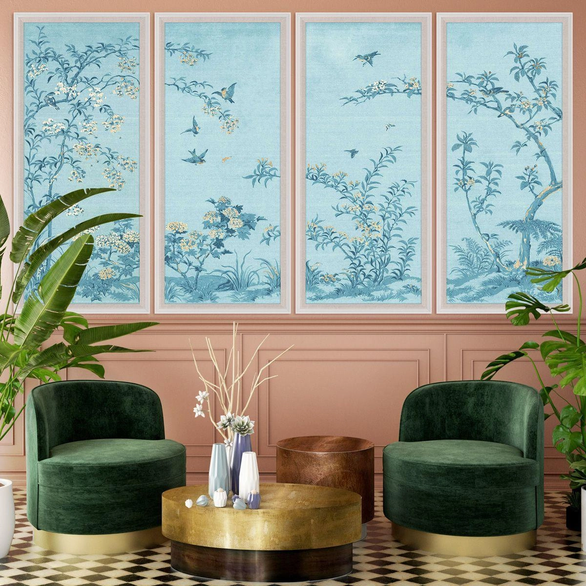 Rococo Gold & Blue Panel 1 Wall Art