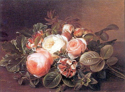 Roses & Honeysuckle on a Ledge 