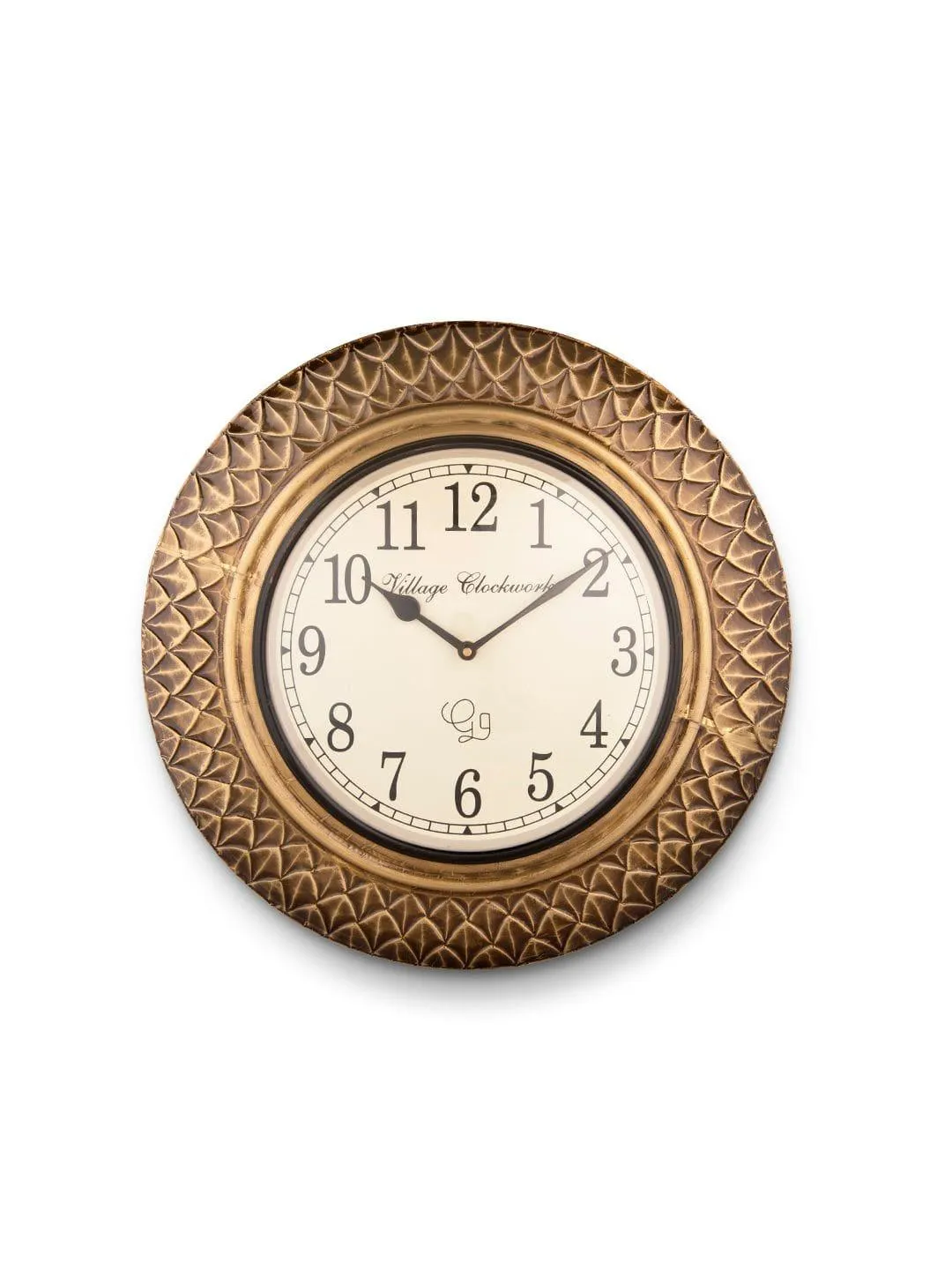 Round Brass Diamond Cut 16 Inches Wall Clock
