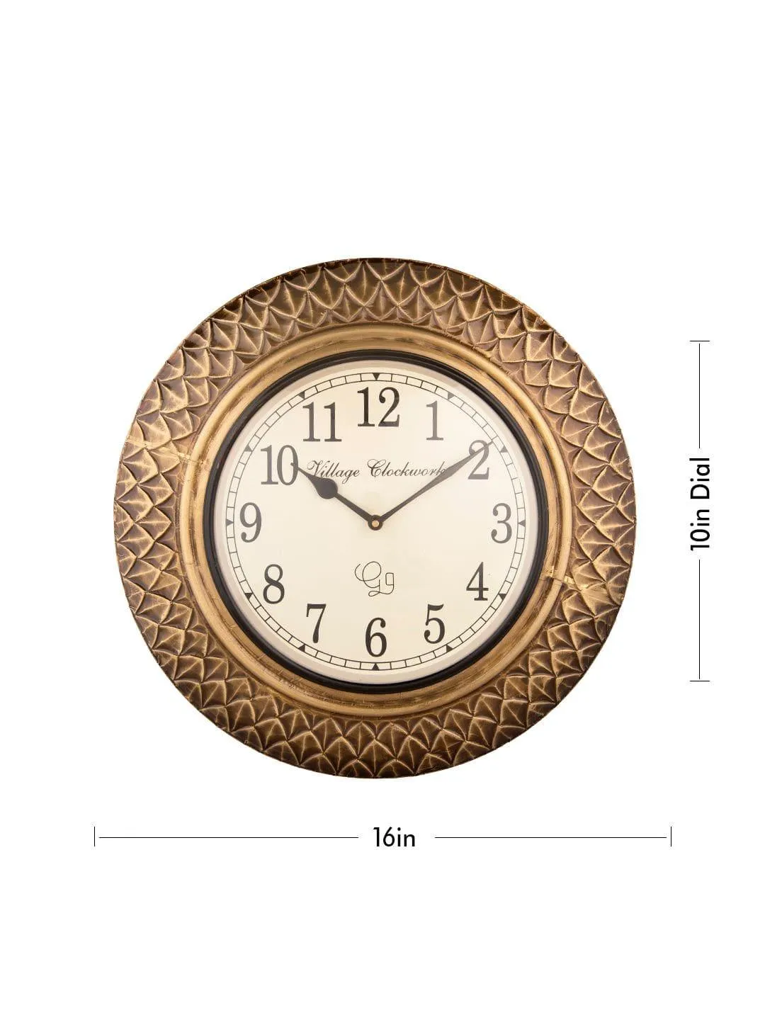Round Brass Diamond Cut 16 Inches Wall Clock