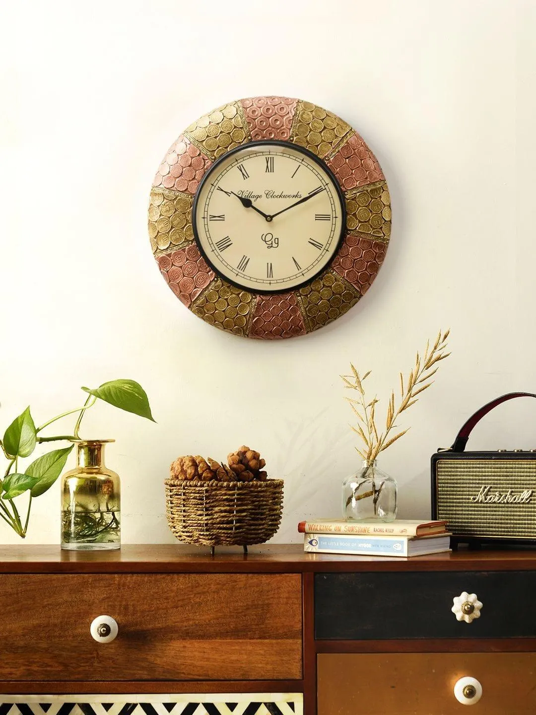 Round Dual Shade New Coin 16 Inches Wall Clock 
