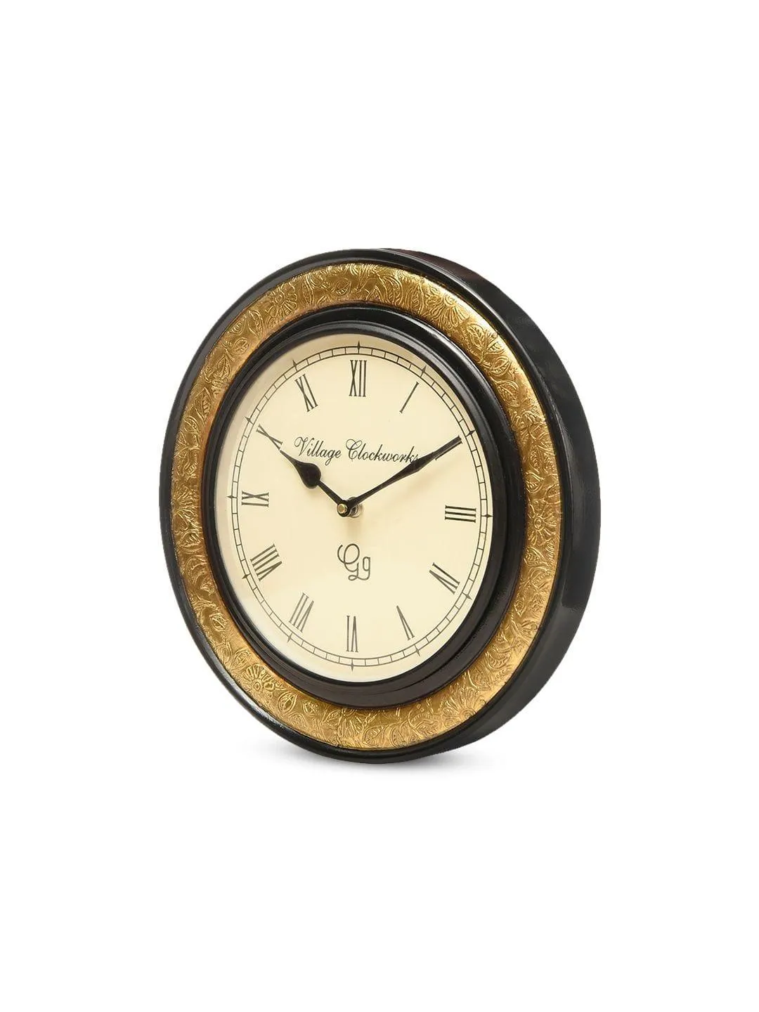 Round Embossed Brass 12 Inches Wall Clock