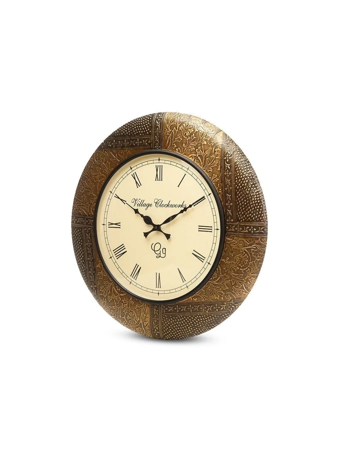 Round Embossed Brass 18 Inches Wall Clock