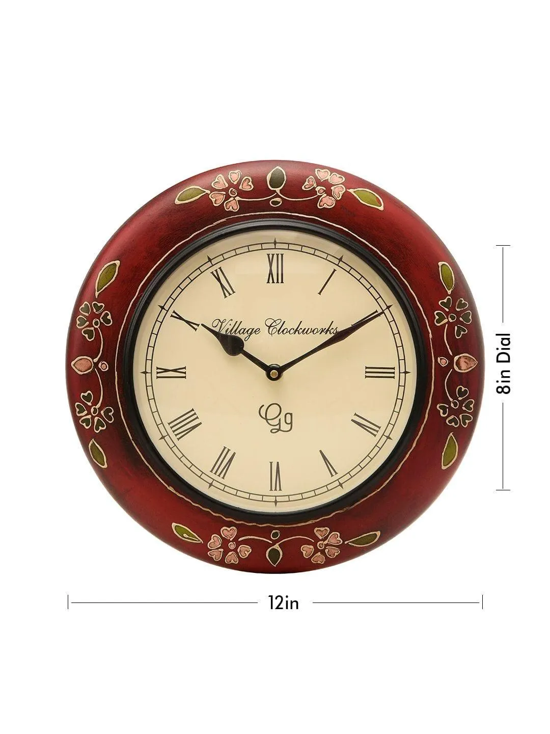 Round Handpainted Wooden 12 Inches Wall Clock