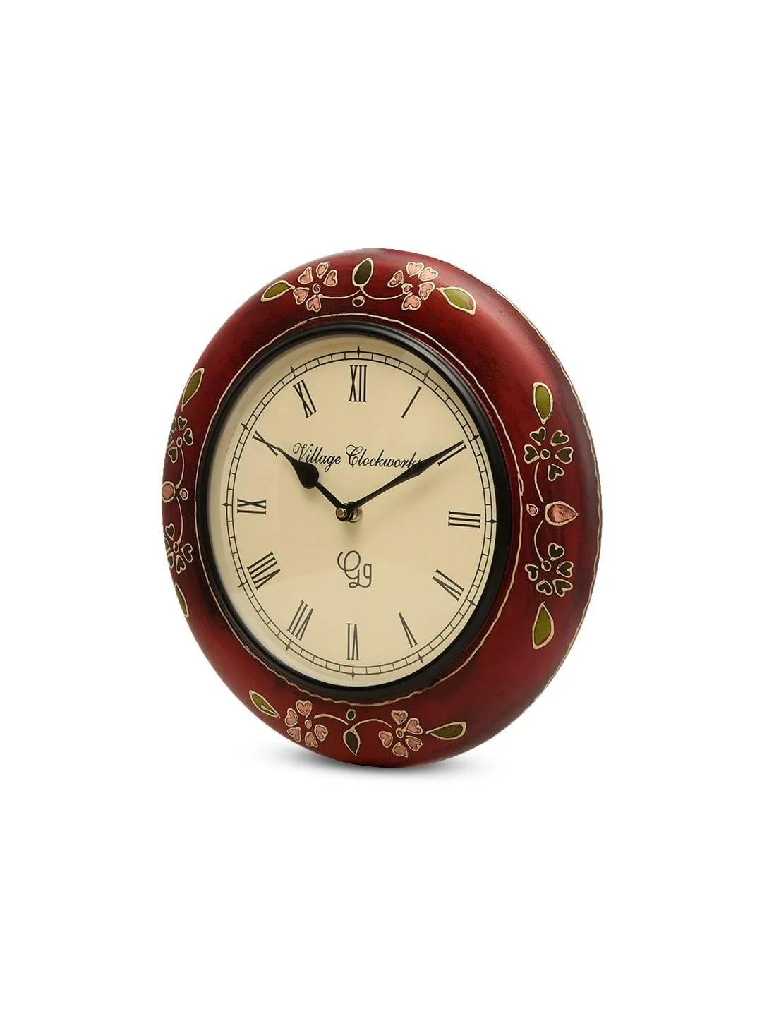 Round Handpainted Wooden 12 Inches Wall Clock