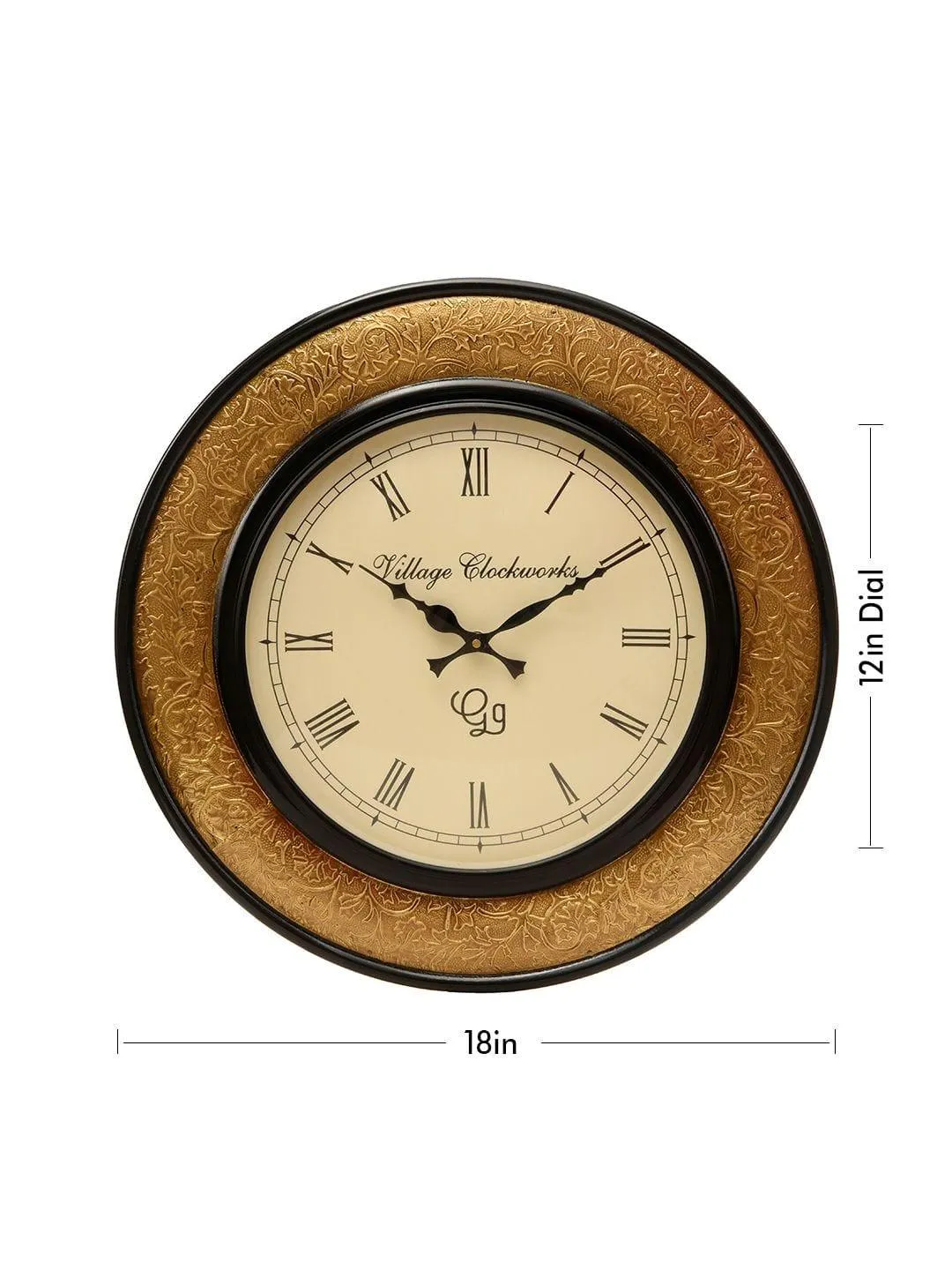 Round Polish with Metal Brass 18 Inches Wall Clock