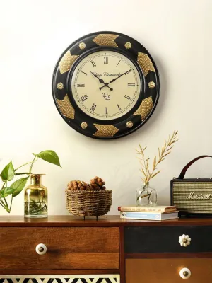Round Polish with Metal Brass 18 Inches Wall Clock 