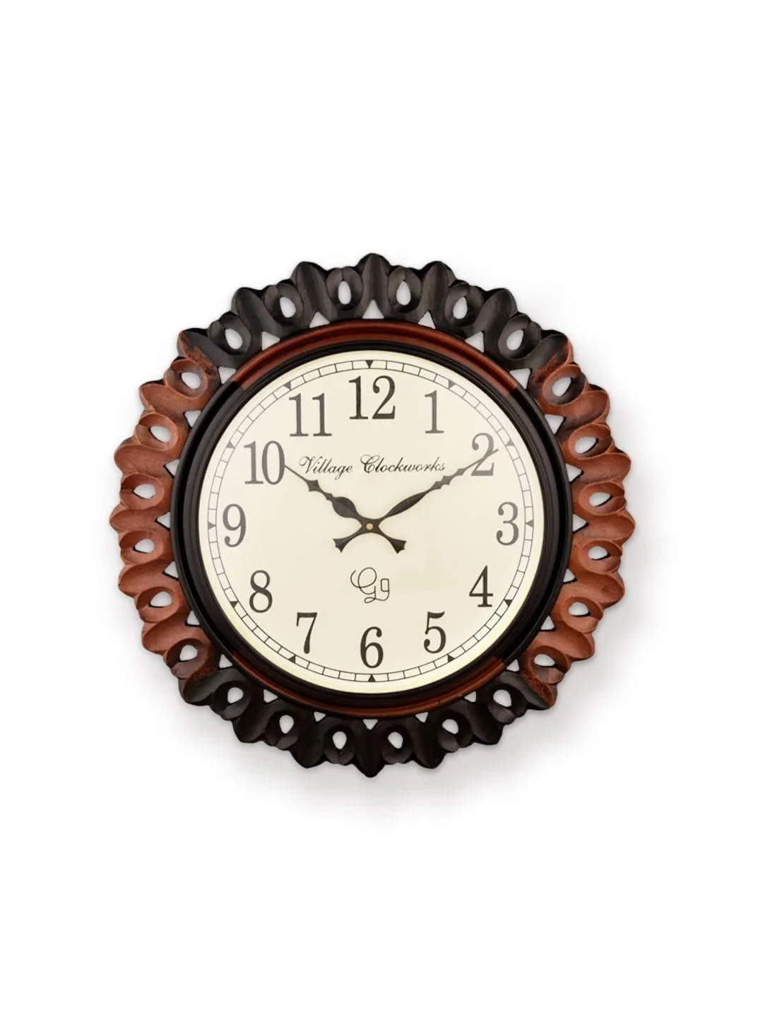 Round Wooden Carving 18 Inches Wall Clock
