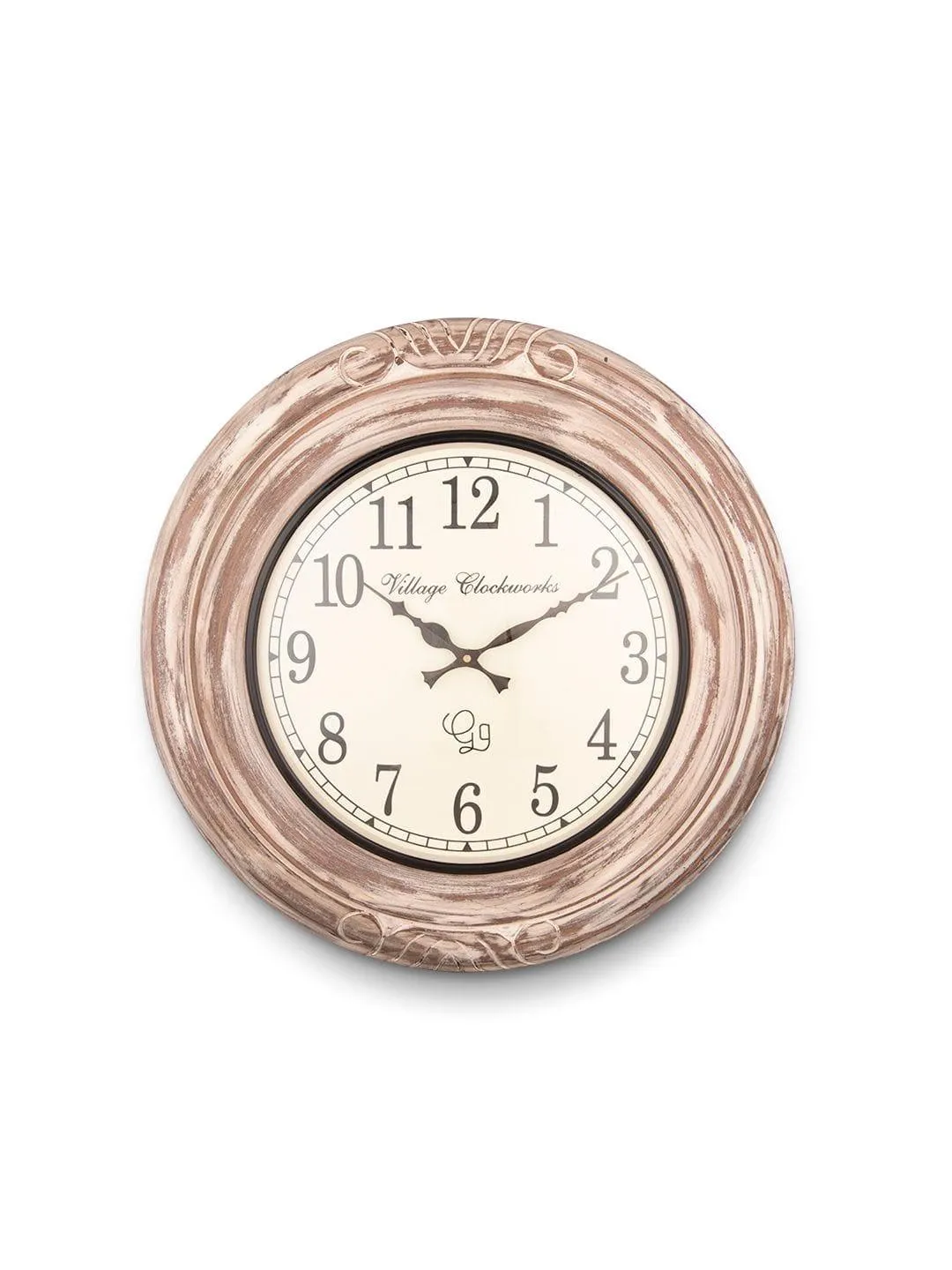 Round Wooden Distress White 18 Inches Wall Clock