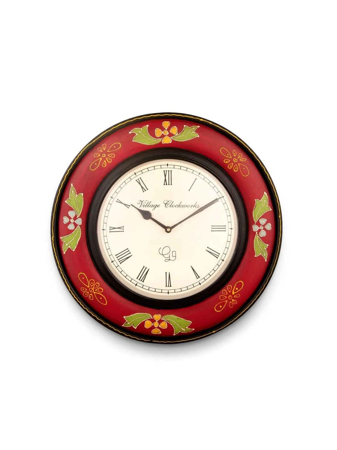 Round Wooden Handpainted 16 Inches Wall Clock