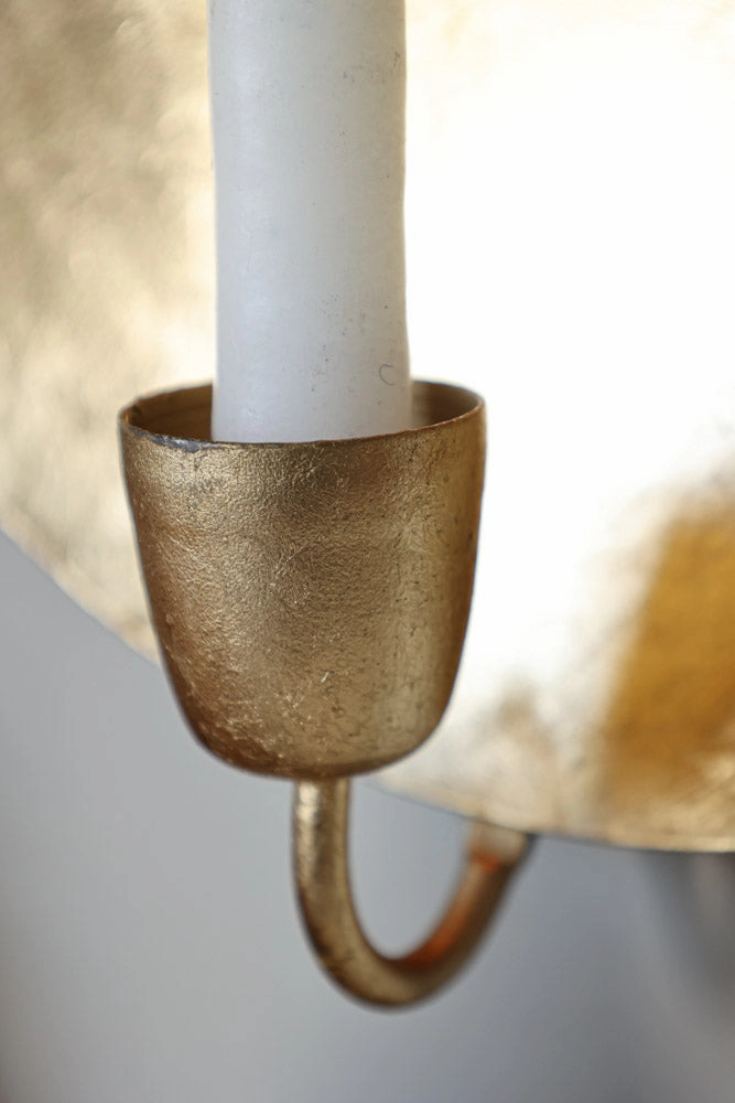 Round Gold Leaf Candlestick Holder Wall Sconce