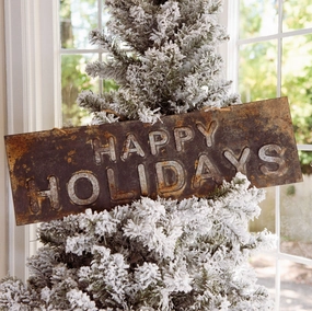 Rusty Happy Holidays Metal Sign 